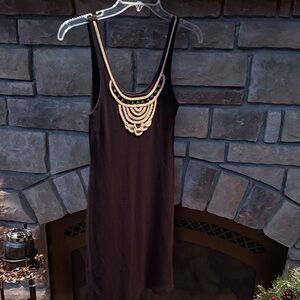 Moda International Black Dress with Gold Accents